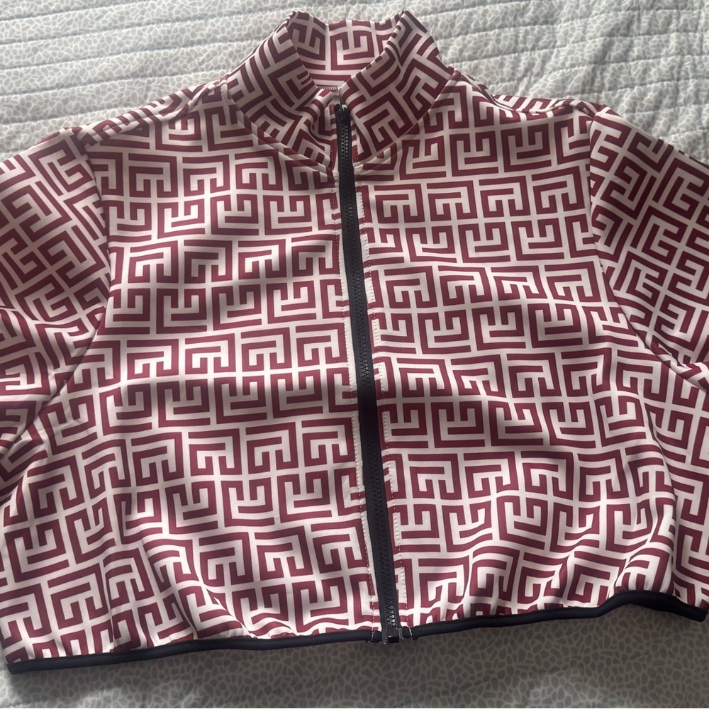 Geometric Patterned Cropped Women's Jacket